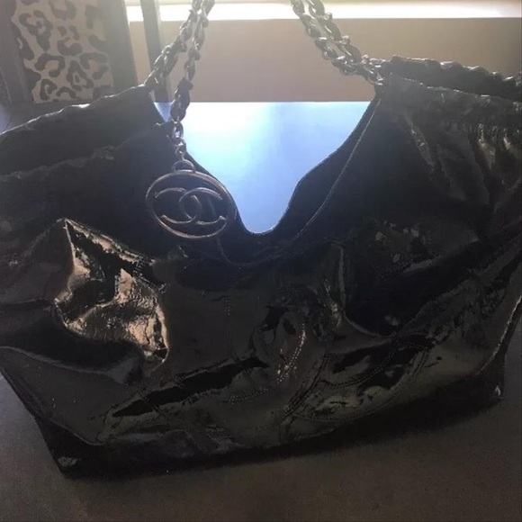 Black Chanel coco cabas XL tote/shoulder bag patent/vinyl bag retail 2.6k$ - Picture 8 of 12